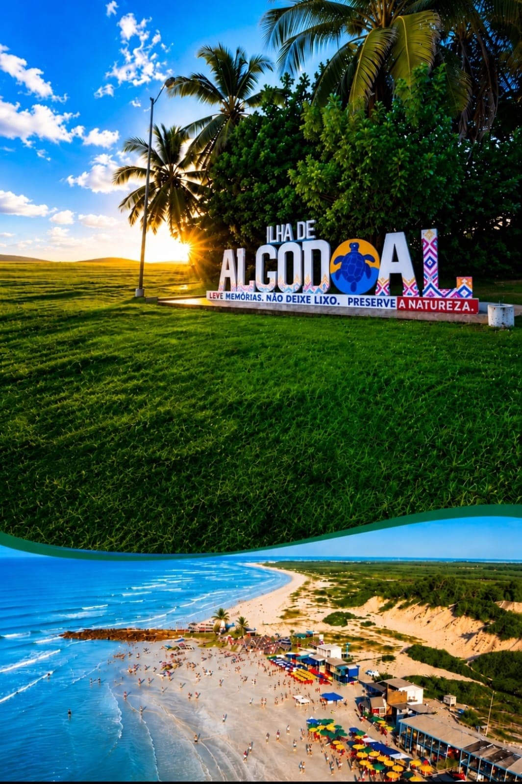 Placa em Algodoal: leve memórias, não deixe lixo, preserve a natureza